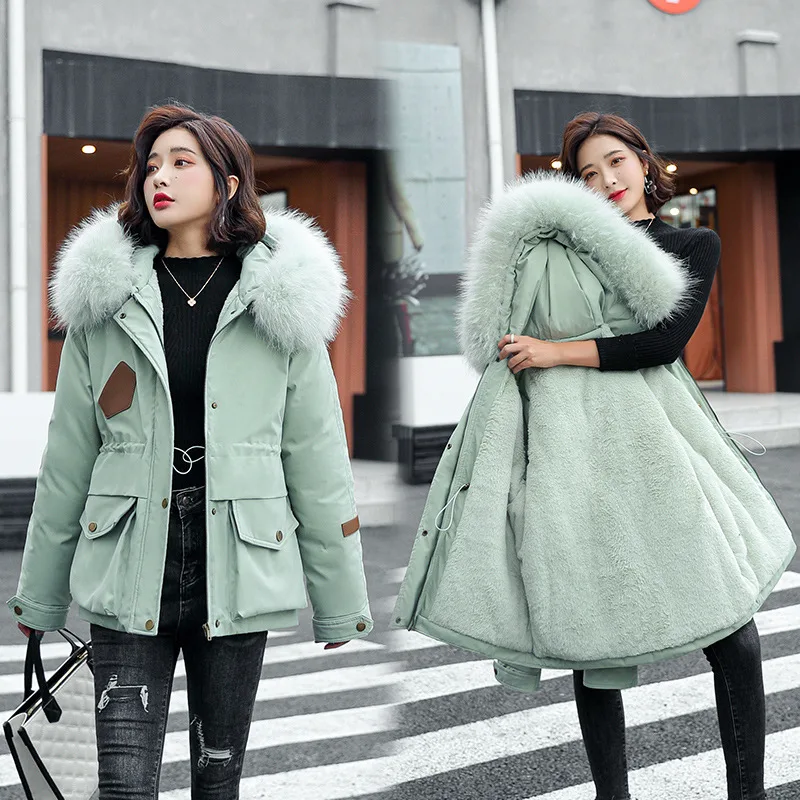 Tooling To Overcome The Thicker Loose Plus Size Women's Cotton padded Jacket Green - Shop at LoveMi