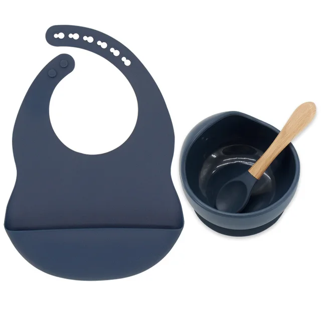 Silicone Waterproof Baby Tableware Dark Blue - Shop at LoveMi