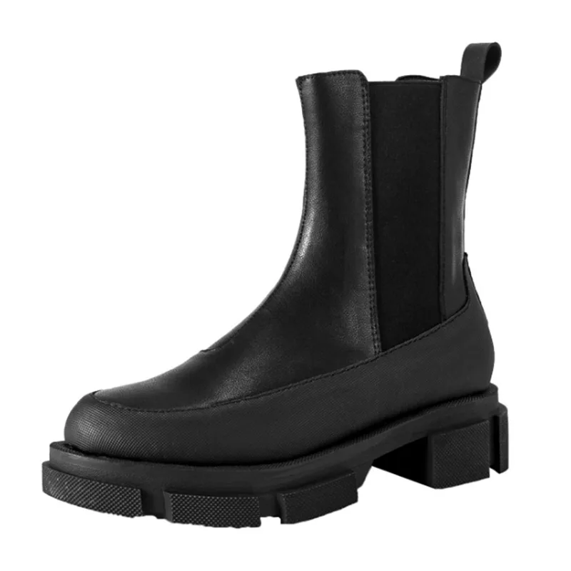 Short Boots Plus Velvet Martin Boots Female British Style Thick Bottom Black - Shop at LoveMi