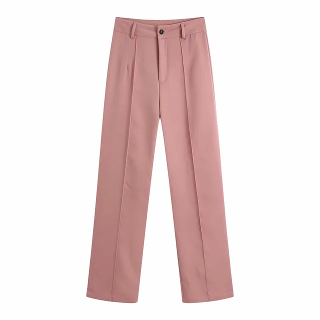 Temperament Double breasted Suit Straight Trousers Pink - Shop at LoveMi