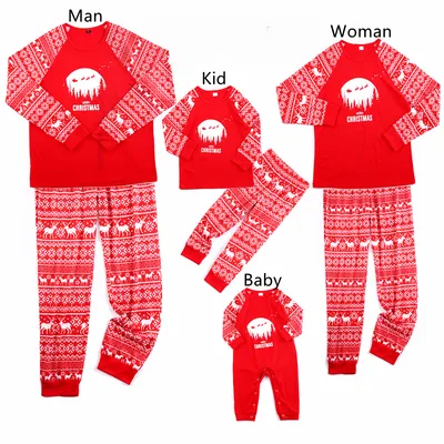 Fashion Printed Family European And American Pajamas Set Family Wear B Women L - Shop at LoveMi