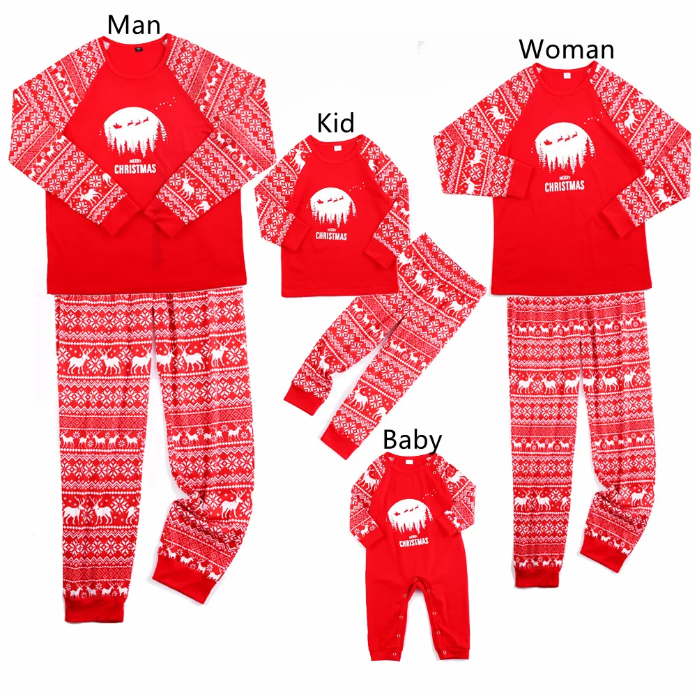 Fashion Printed Family European And American Pyjamas Set Family Wear - B-Women L