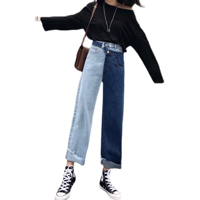 New style Casual Straight leg Trousers For Autumn And Winter Color Matching Jeans - Shop at LoveMi