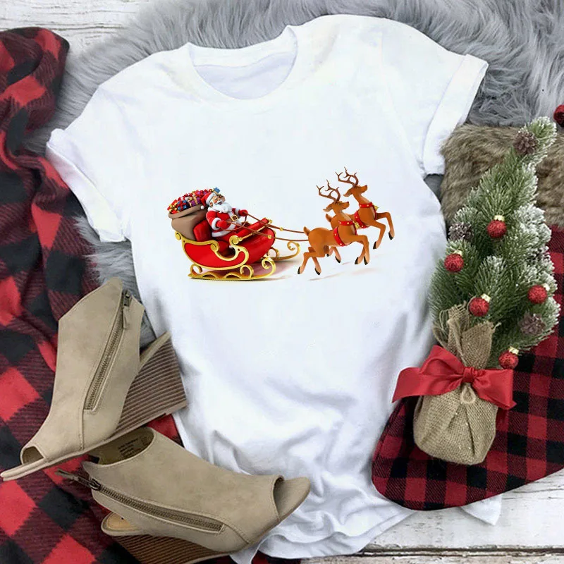 Christmas Movie Print Crew Neck T shirt Women 13 Style 3Xl - Shop at LoveMi