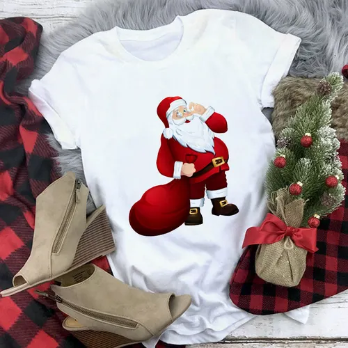 Christmas Movie Print Crew Neck T shirt Women 14 Style 3Xl - Shop at LoveMi