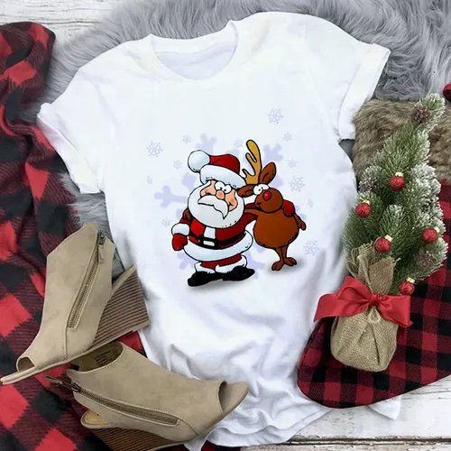 Christmas Movie Print Crew Neck T shirt Women 3 Style 2Xl - Shop at LoveMi