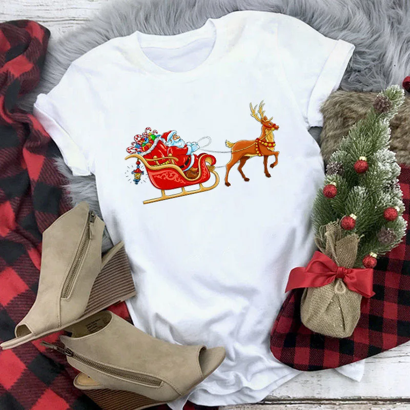 Christmas Movie Print Crew Neck T shirt Women 4 Style M - Shop at LoveMi