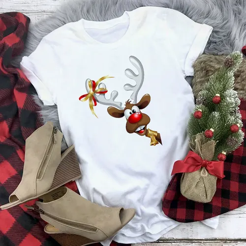 Christmas Movie Print Crew Neck T shirt Women 9 Style 3Xl - Shop at LoveMi