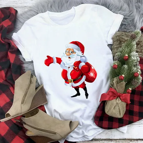 Christmas Movie Print Crew Neck T shirt Women 11 Style M - Shop at LoveMi