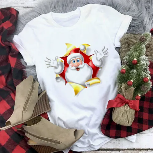 Christmas Movie Print Crew Neck T shirt Women 13 Style 2Xl - Shop at LoveMi