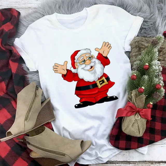 Christmas Movie Print Crew Neck T shirt Women 14 Style - Shop at LoveMi