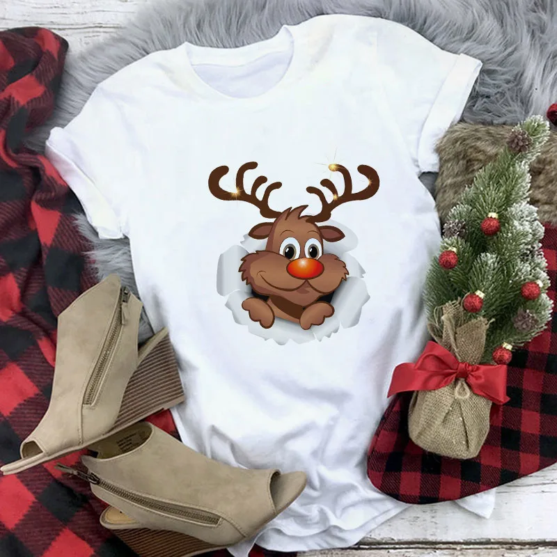 Christmas Movie Print Crew Neck T shirt Women 3 Style 3Xl - Shop at LoveMi