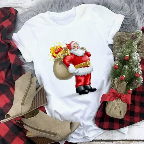 Christmas Movie Print Crew Neck T shirt Women 9 Style Xl - Shop at LoveMi