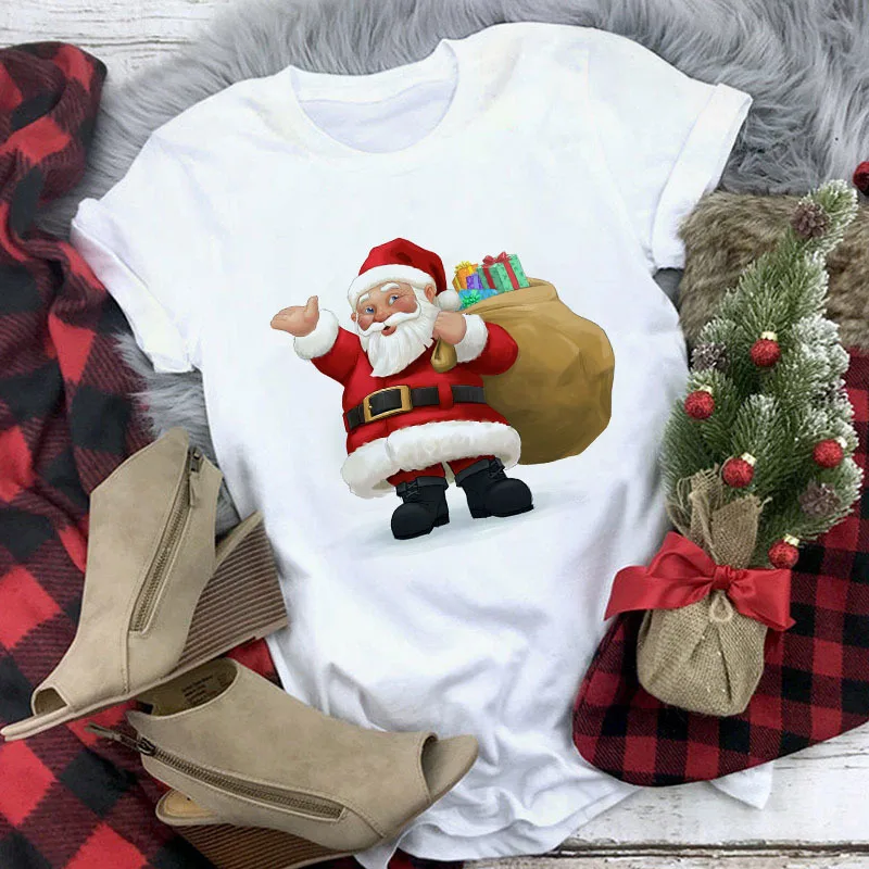 Christmas Cute Reindeer Print Short Sleeve T shirt For Women 17Style - Shop at LoveMi