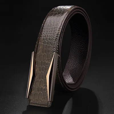Men's Fashion Leather Belt With Automatic Buckle Coffee - Shop at LoveMi