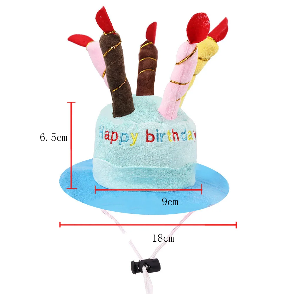 Christmas Funny Hat Cap Pet Dress Simulation Toy Halloween Party Festival Lion Hair Mane Ears Head Cap Scarf Cosplay Costume - Birthday Hat Blue