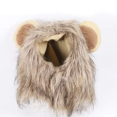 Christmas Funny Hat Cap Pet Dress Simulation Toy Halloween Party Festival Lion Hair Mane Ears Head Cap Scarf Cosplay Costume Brown Lion Hat - Shop at LoveMi