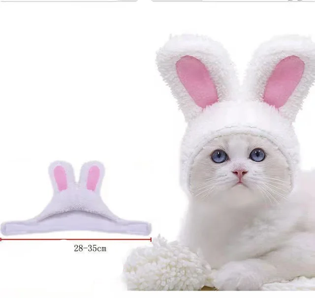 Christmas Funny Hat Cap Pet Dress Simulation Toy Halloween Party Festival Lion Hair Mane Ears Head Cap Scarf Cosplay Costume White Bunny Hat - Shop at LoveMi