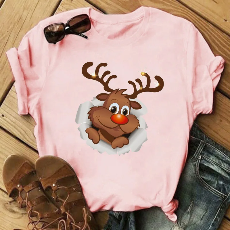 Christmas Print Ladies Short Sleeve - 19Style