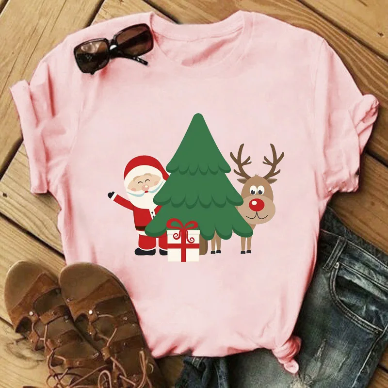 Christmas Print Ladies Short Sleeve 25Style S - Shop at LoveMi