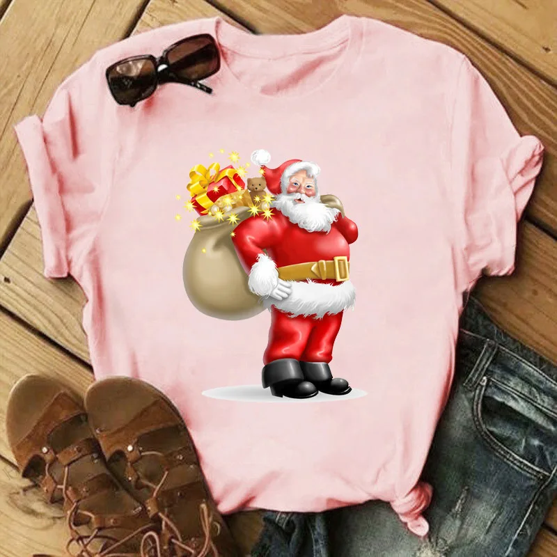 Christmas Print Ladies Short Sleeve 26Style - Shop at LoveMi