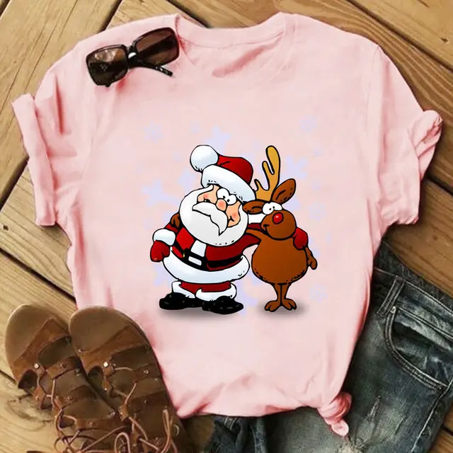 Christmas Print Ladies Short Sleeve 14Style - Shop at LoveMi