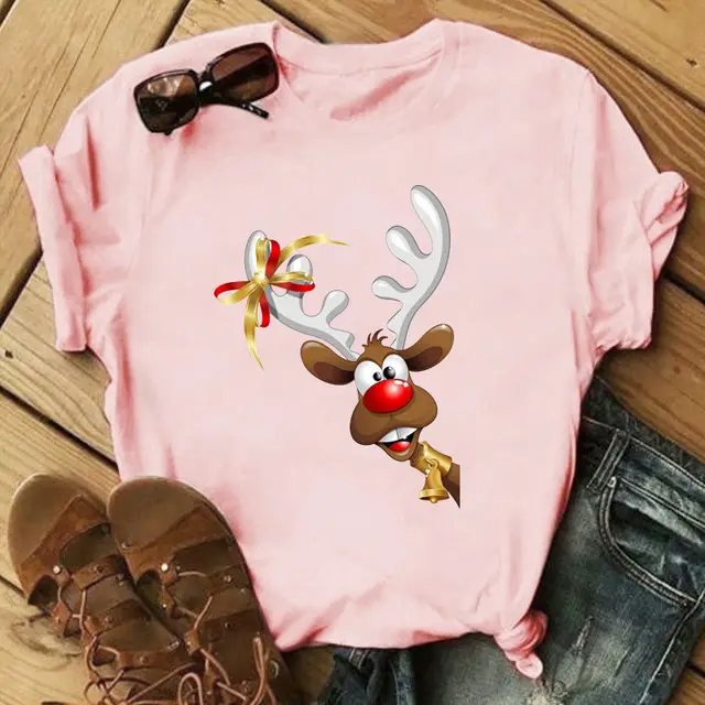 Christmas Print Ladies Short Sleeve 9Style - Shop at LoveMi