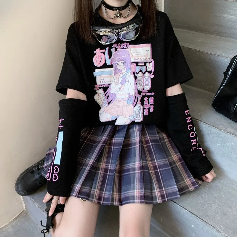 Ladies T Shirt Streetwear Top Style Gothic Black Cotton - Shop at LoveMi