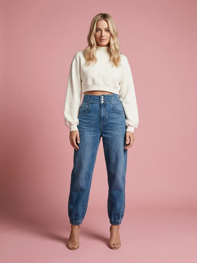 High Waist Jeans Women Fashion All Match Loose Blue - Shop at LoveMi