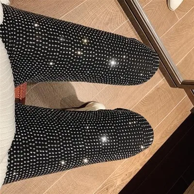 Heavy duty Hot Rhinestones Sparkling Slim Leggings Silver Diamond - Shop at LoveMi