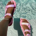 Summer Color Sandals European And American Leisure Large Size - Pink