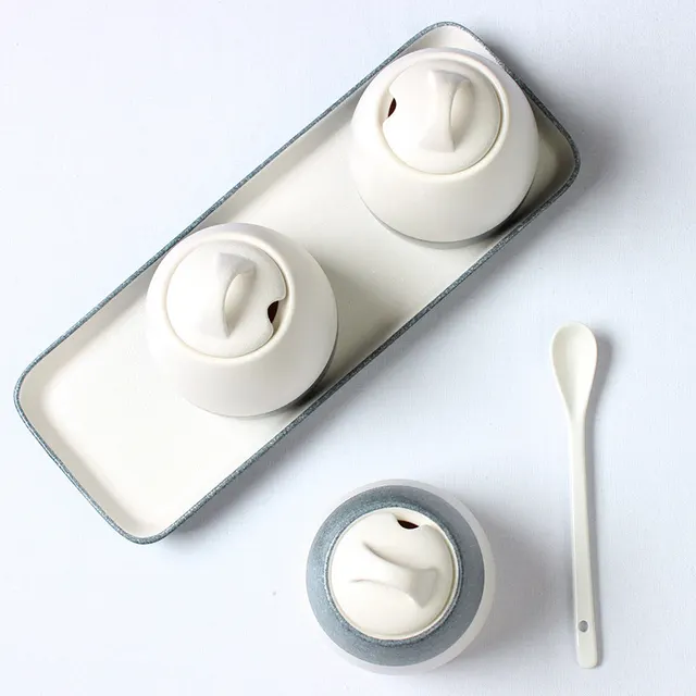 Ceramic Seasoning Pot Set Seasoning Bottle Countertop Chili Vinegar Soy Sauce Seasoning Pot Single Can With Spoon Upper - Shop at LoveMi