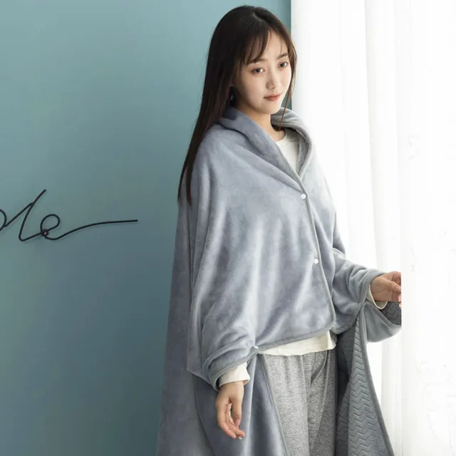 Office Nap Wearable Blanket Weighted Hoodie and Throws Fluffy Blankets Cover on The Sofa Home Bath Towel with Sleeves for Beds Double Grey - Shop at LoveMi