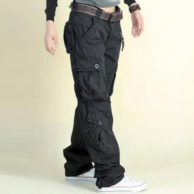 Womens Cargo Pants Hip Hop Trousers Loose Cargo Sweatpants Black - Shop at LoveMi