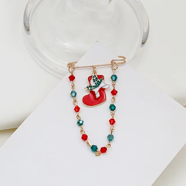 Christmas Brooch Vintage Metal Tassel Dripping Oil Shoe - Shop at LoveMi