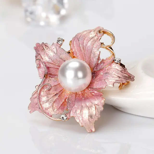 Dreamy Exquisitely Painted Oil Drop Flower Brooch Pink - Shop at LoveMi