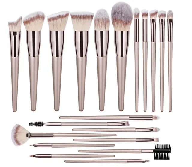 Loose Powder Blush Foundation Eye Shadow Brush Champagne Gold 20Pcs - Shop at LoveMi