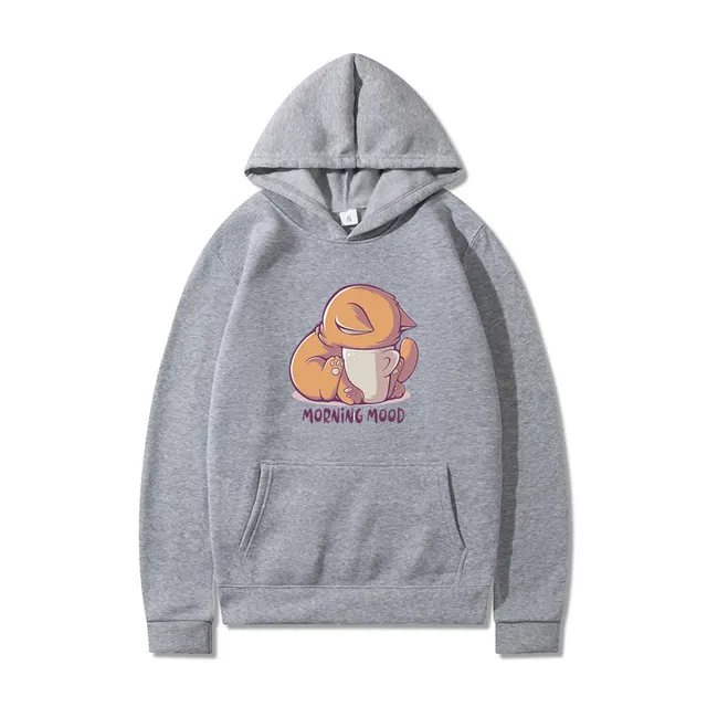 Printed Hooded Plus Fleece Sweater Men's And Women's Sports Sweater Light Grey - Shop at LoveMi