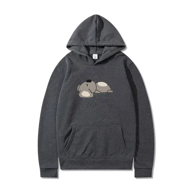 New Hooded Long sleeved T shirt Plus Velvet Loose Cartoon Top Dark Grey - Shop at LoveMi