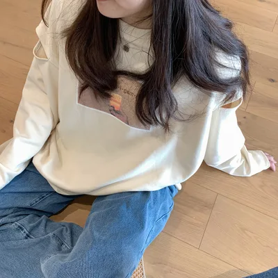 Fashion Waistcoat Printed Loose Casual Sweater Apricot - Shop at LoveMi