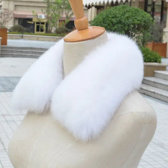 Fox Fur Collar Real Hairy Raccoon Fur White - Shop at LoveMi