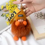 Real Fox Fur Ball Pendant Sleeping Doll - Orange