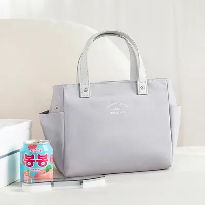 Waterproof Picnic Insulated Lunch Bag Large Capacity Student Grey - Shop at LoveMi