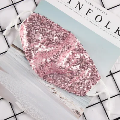 Sequin Fashion Dustproof Personalized Decorative Mask Pink - Shop at LoveMi