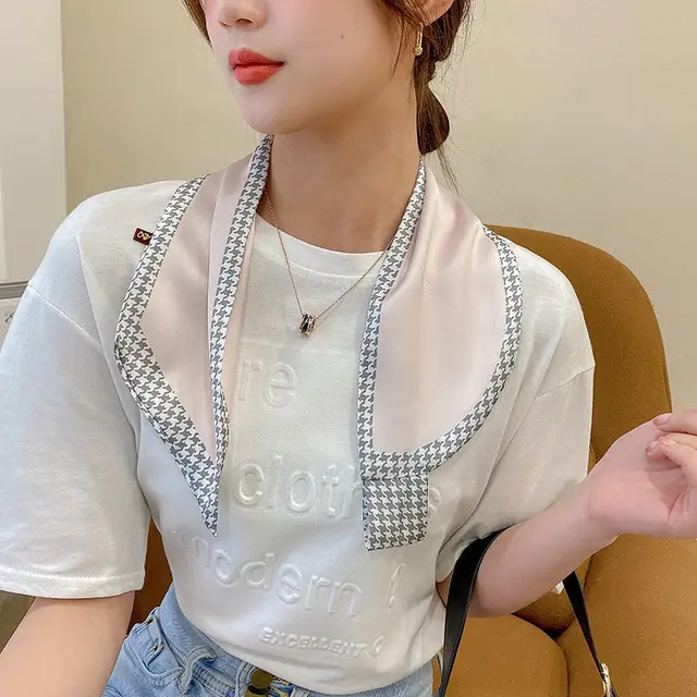 Simple Long Bow Decorated Small Silk Scarf Women 3Style - Shop at LoveMi