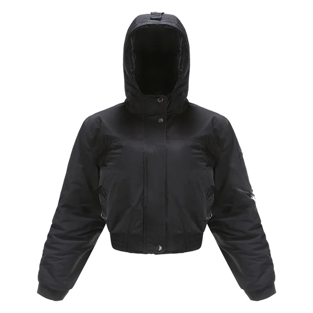 Women's Fashion Loose Long Sleeve Short Casual Cotton Jacket Black - Shop at LoveMi