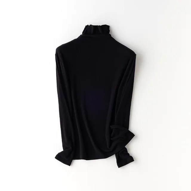 Fleece Half high Collar Outer Wear Bottoming Shirt Black - Shop at LoveMi