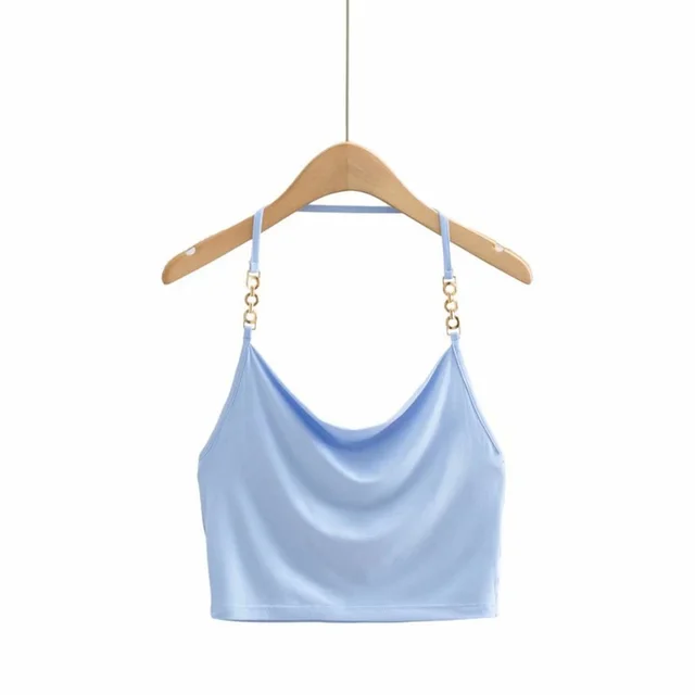 European And American Bandage Halter Neck V neck Blouse Women Blue - Shop at LoveMi