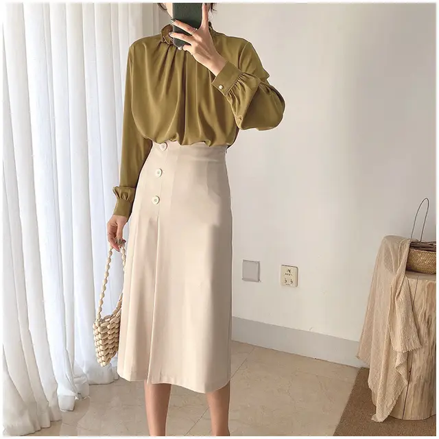 Femininity High Waist Women's Light Luxury Skirt Hip Apricot - Shop at LoveMi