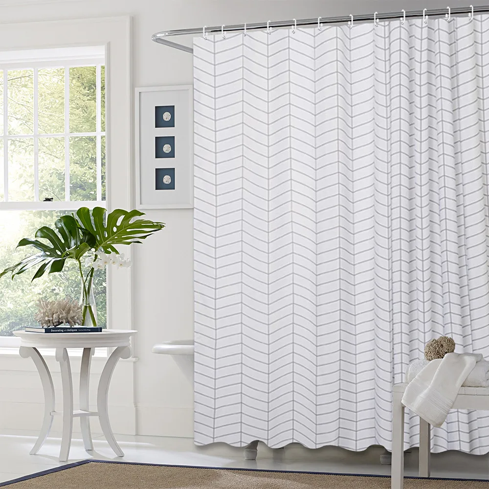 Nordic Style Waterproof Shower Curtain Cross border Toilet Blocking Curtain Nordic White Plaid - Shop at LoveMi